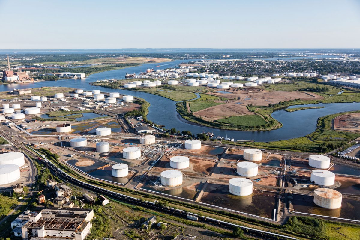 petrochemical storage tanks near Elizabeth, New Jersey