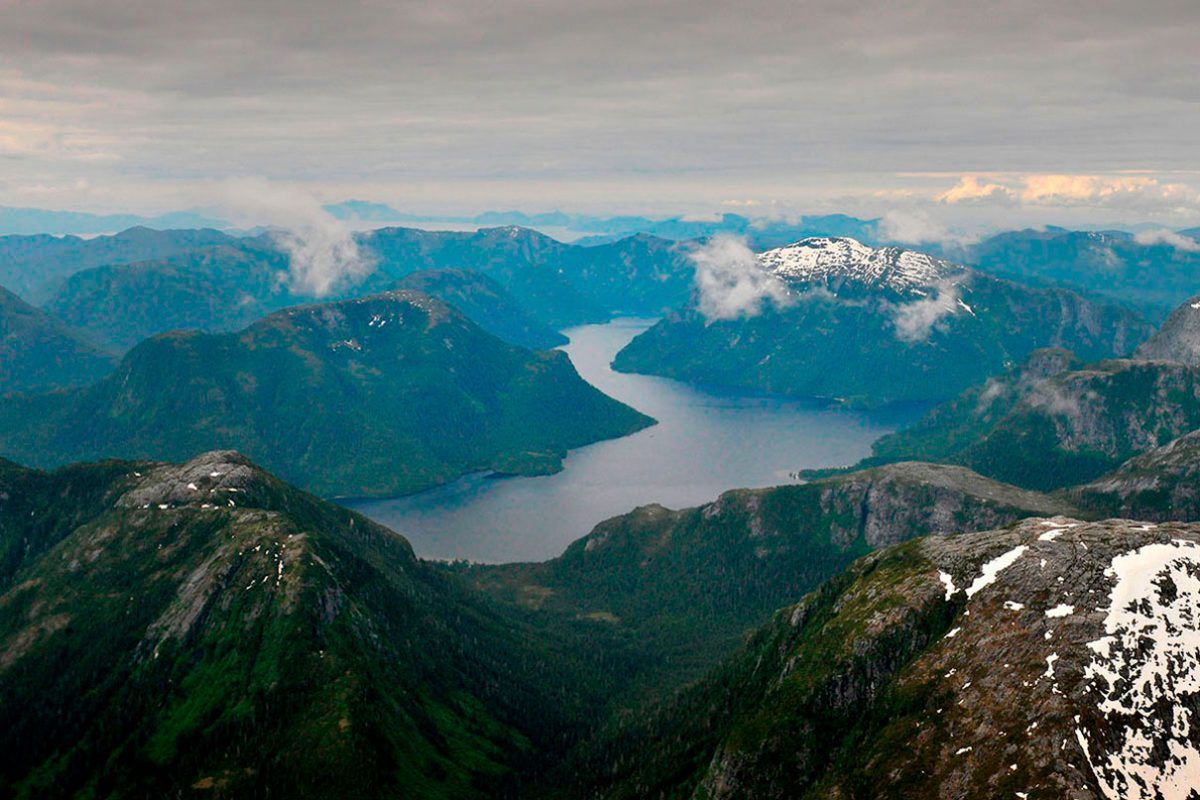 aerial photo of Great Bear Rainforest