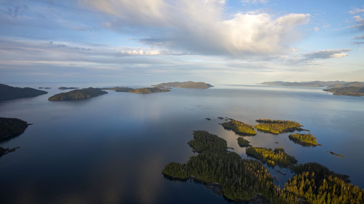 aerial photo of islands in Haida Gwaii