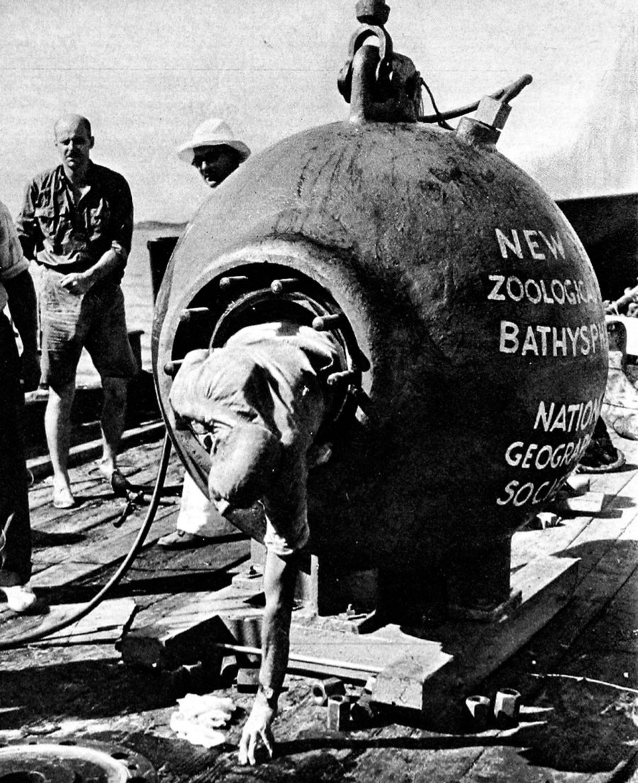 Dr. William Beebe and his bathysphere