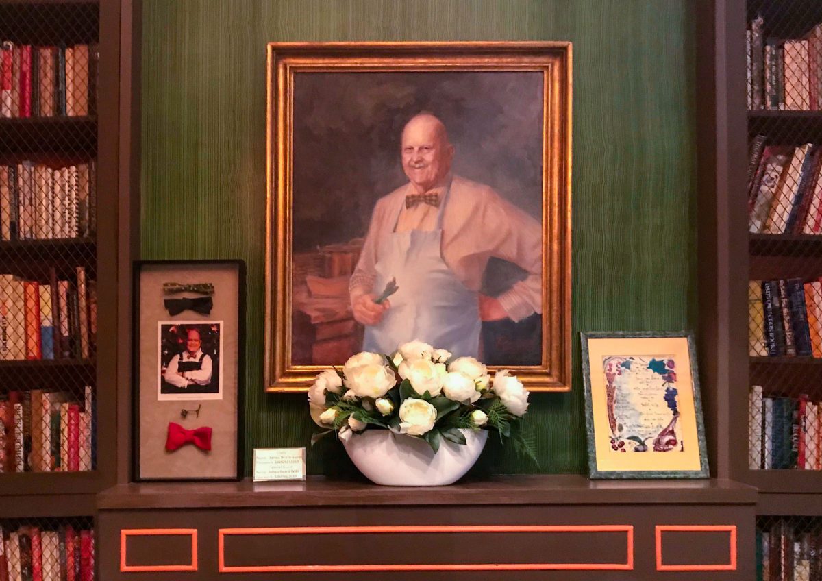 portrait of James Beard in the the James Beard Foundation dining room
