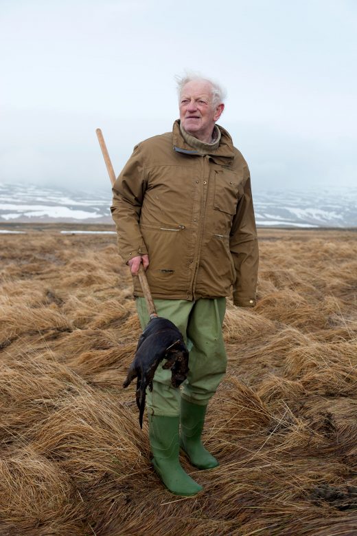 Mink hunter Reynir Bergusson holds two dead American mink in Iceland
