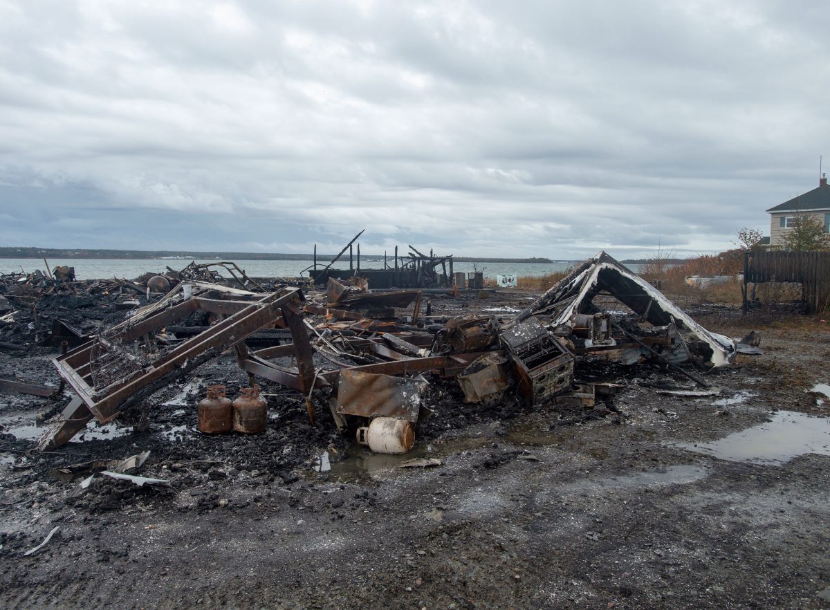 Debris from a burnt out fish plant