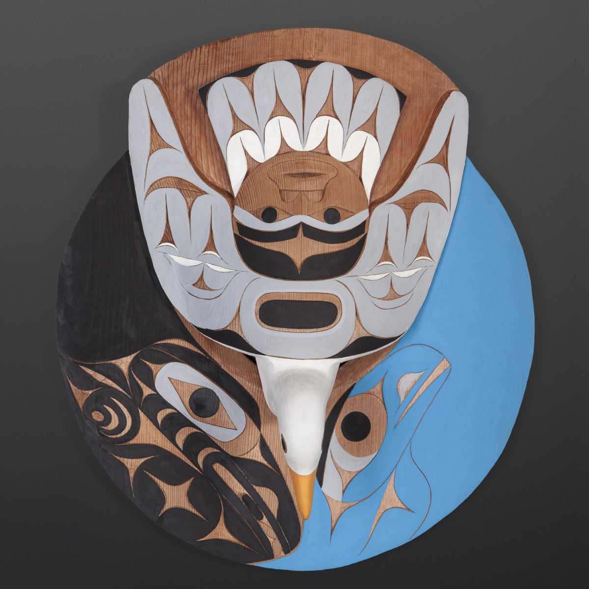 carving Raven and Seagull Releasing Daylight, by Nuu-chah-nulth artist Tim Paul