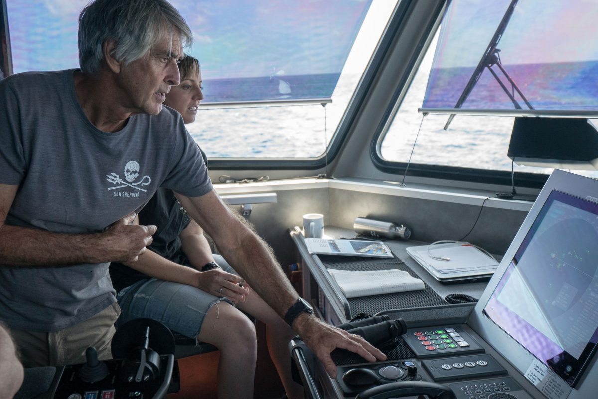 Mike Dicks aboard the Ocean Warrior