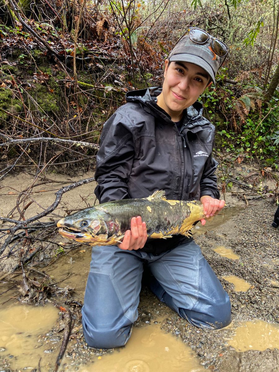 Elizabeth Ruiz holding a salmon