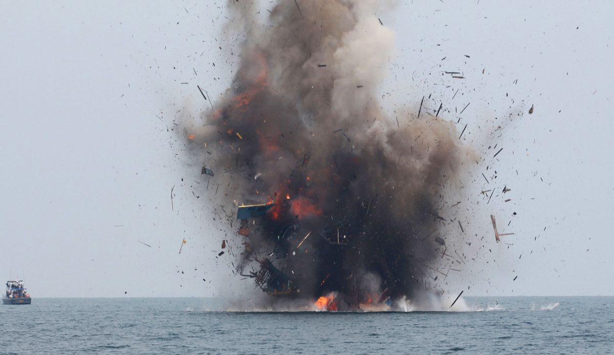 exploding fishing vessel