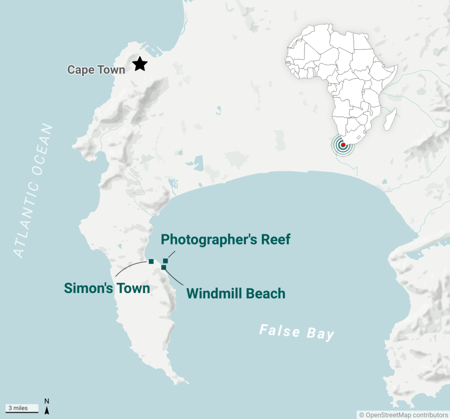 map showing location of False Bay