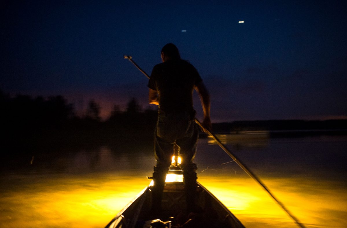 Kerry Prosper eel fishing at night