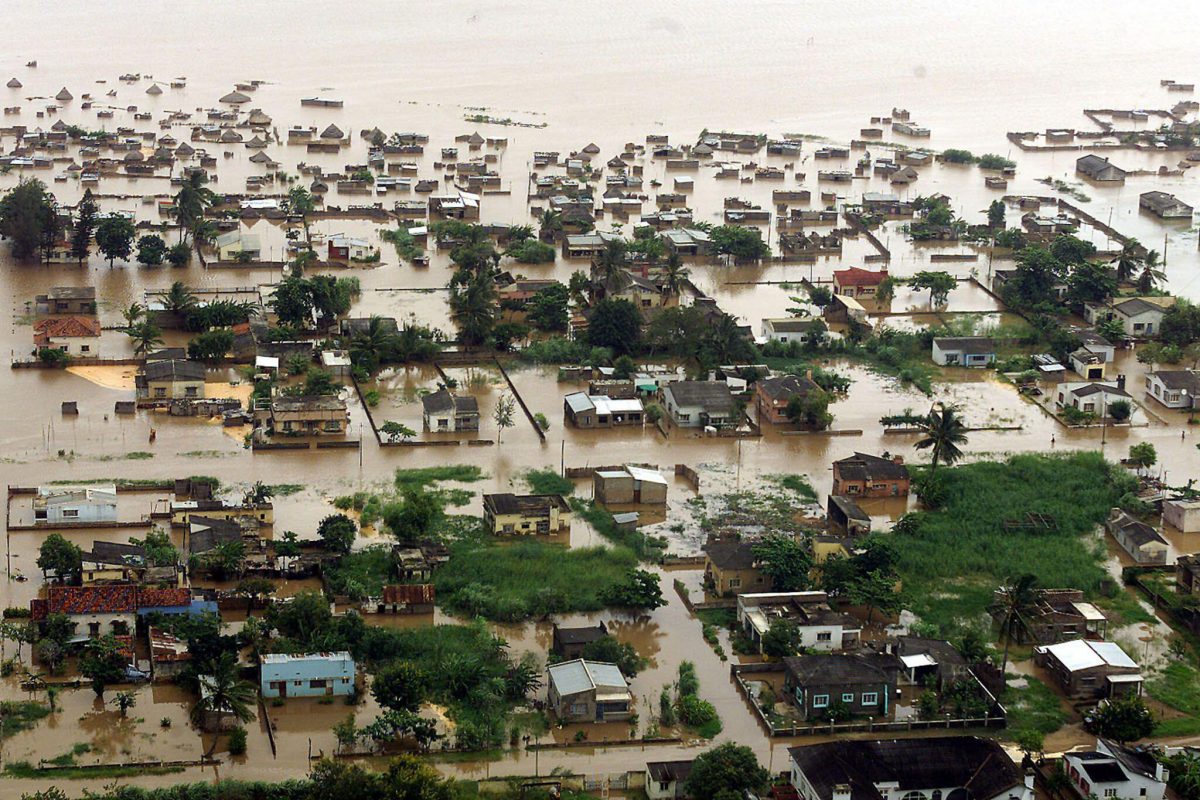 aerial view of 200 flooding in Mozambique