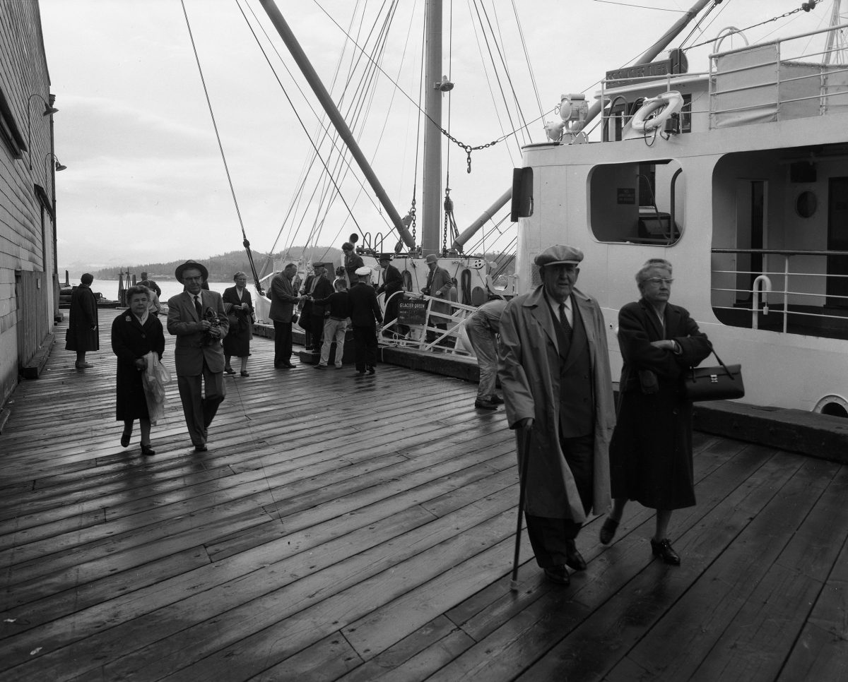 Tourist visiting Ketchikan, Alaska 1959