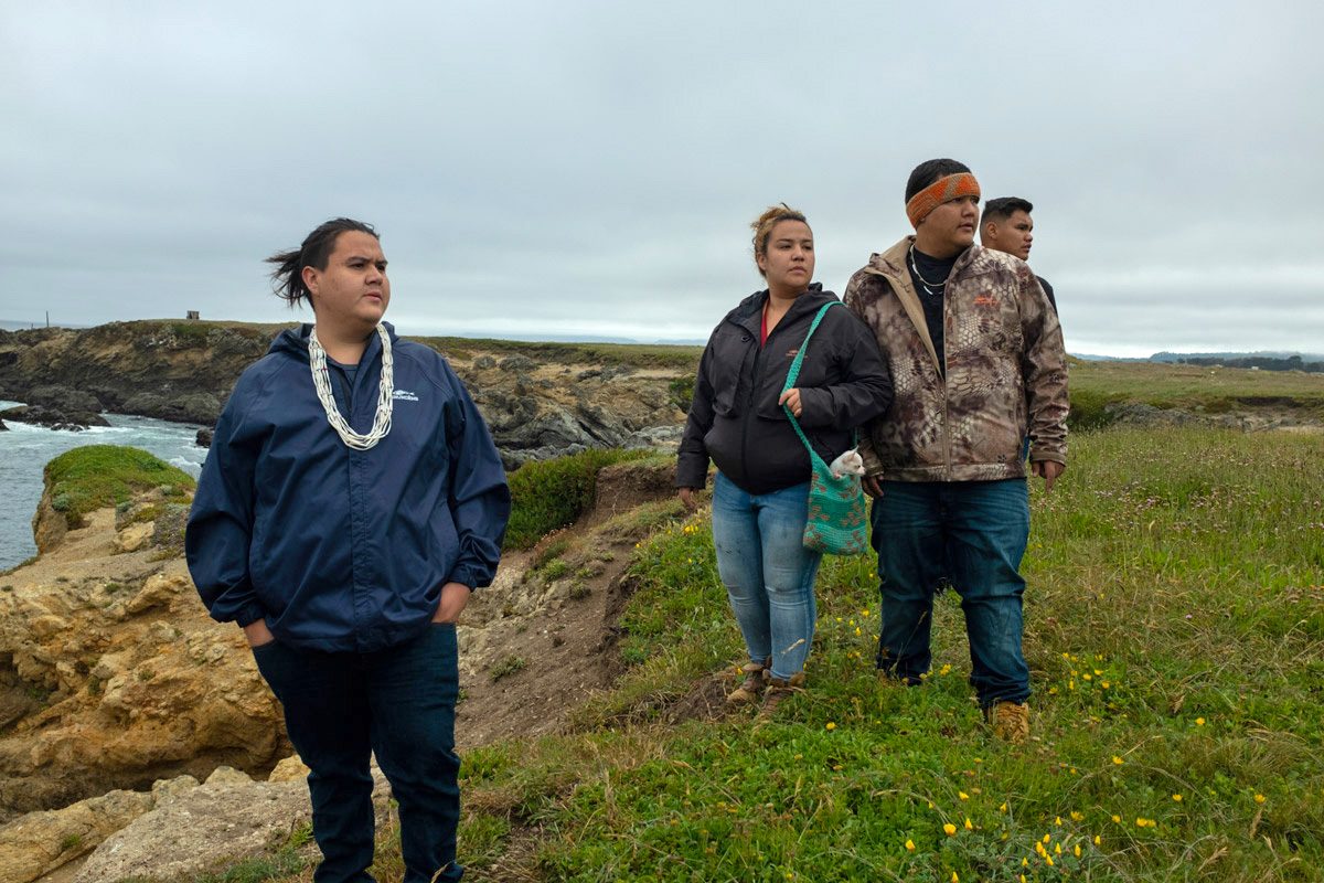 Lena Belle Gensaw, left center, with her cousin, Sammy Gensaw, right center, and other members of Ancestral Guard. Photo by Rian Dundon