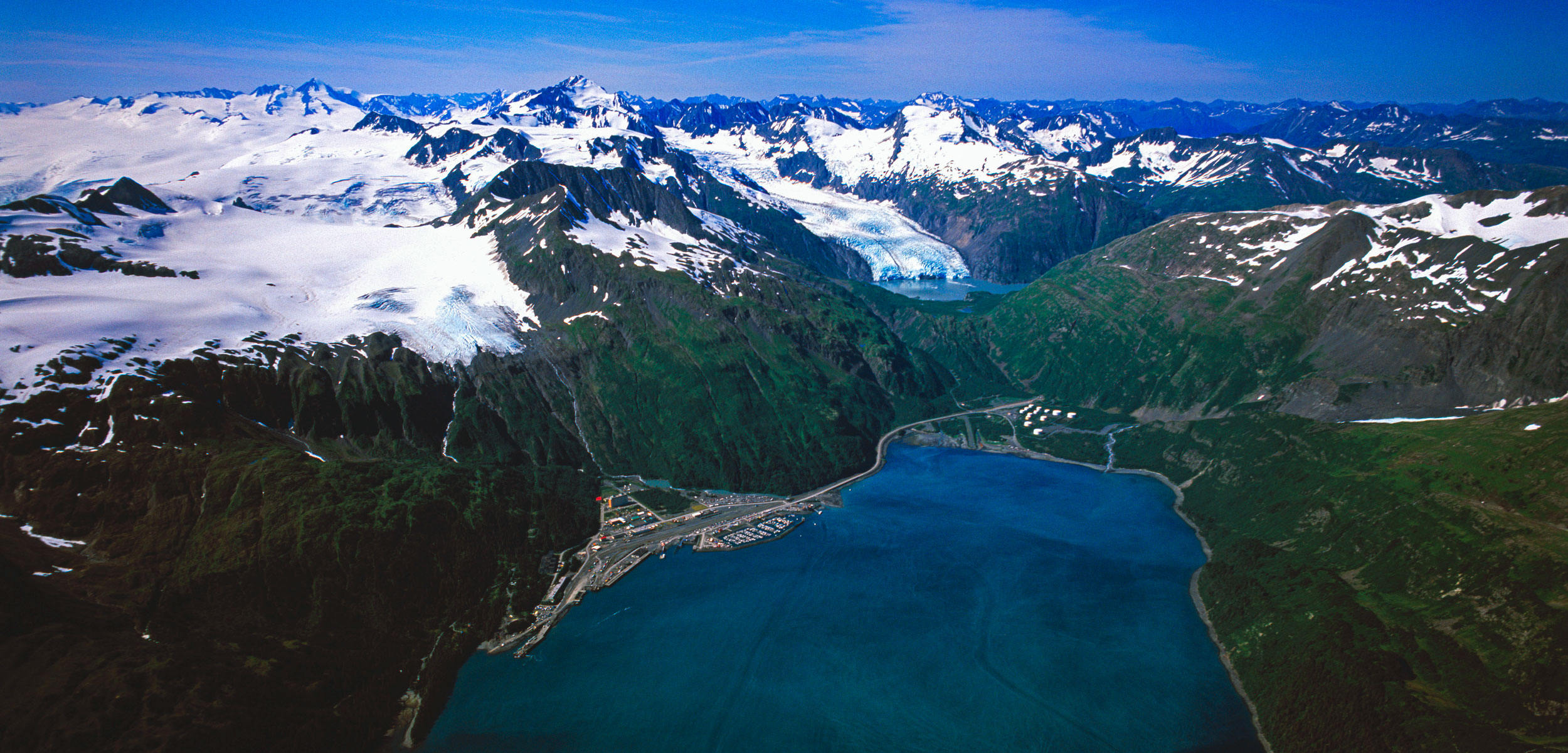aerial view of Whittier, Alaska