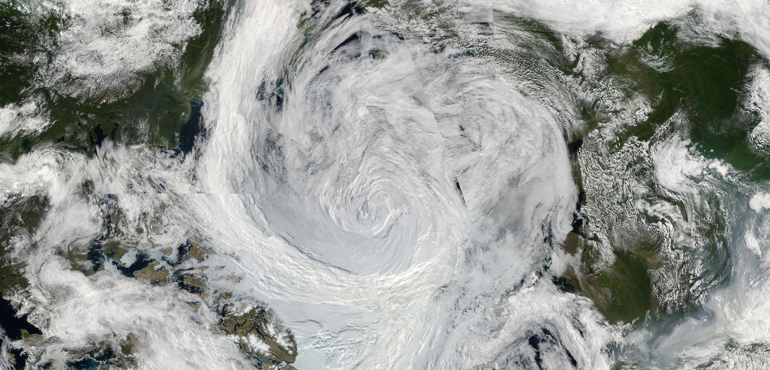 satellite photo of an arctic cyclone