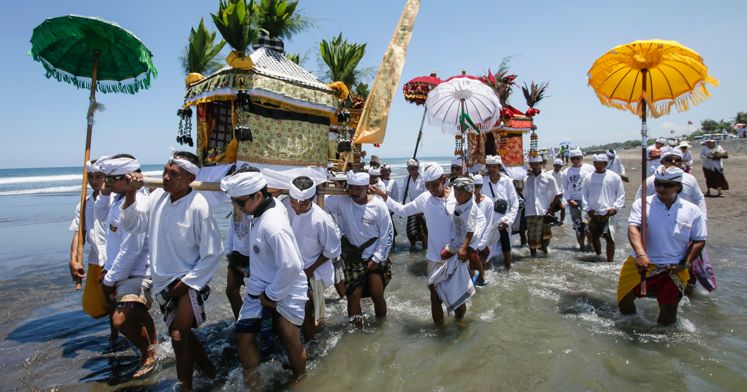Melasti, a purifying ritual practiced by Balinese Hindus, is one of many ceremonies that rely on the power of the sacred sea. Photo by Made Nagi/epa/Corbis