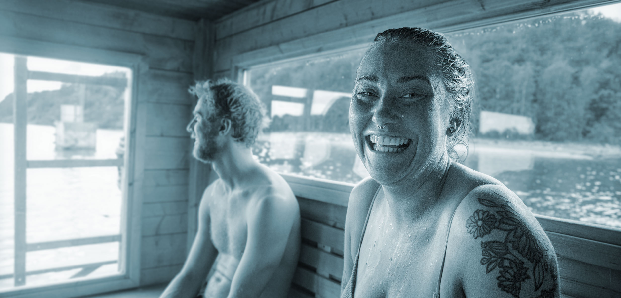 Sofia Green in a floating sauna