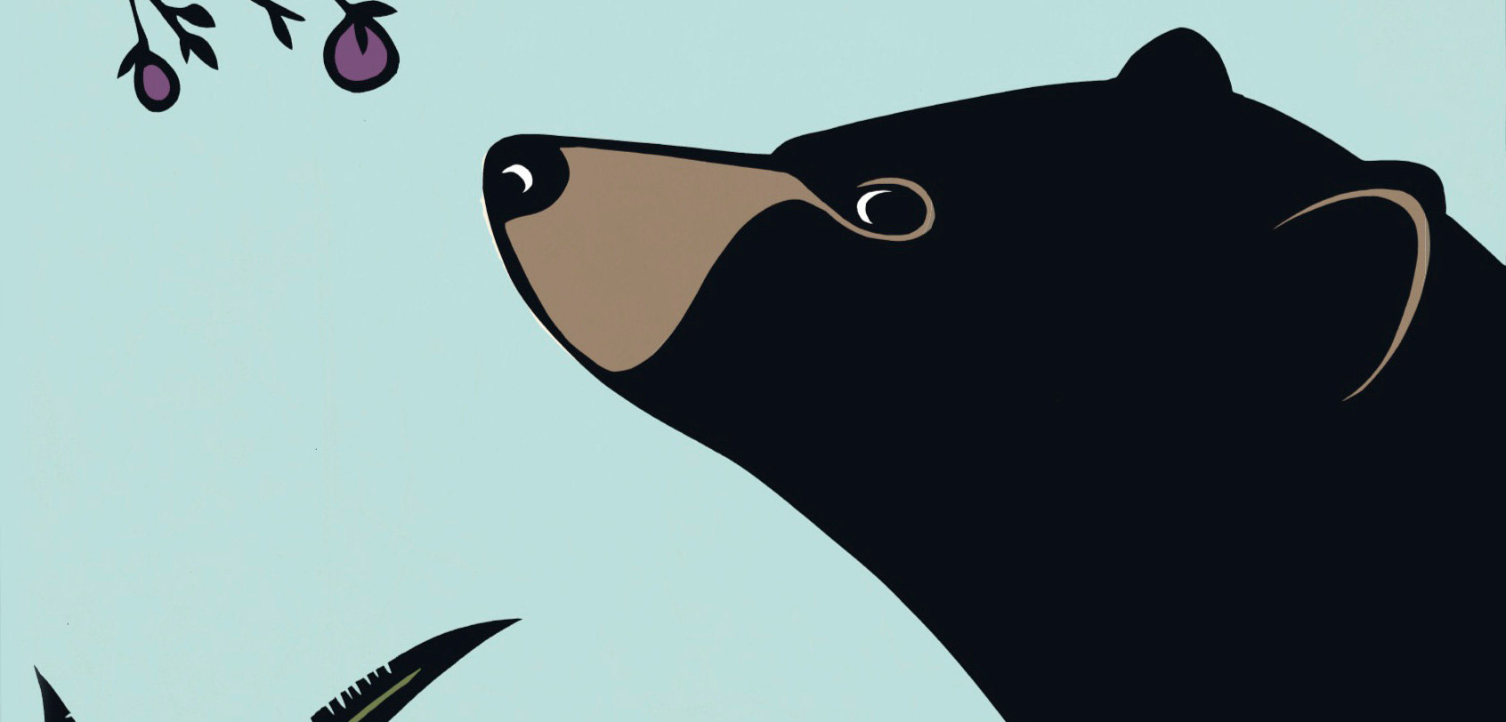 A detail of the cover illustration from B is for Bear: A Natural Alphabet by Hannah Viano. Image courtesy of Sasquatch Books