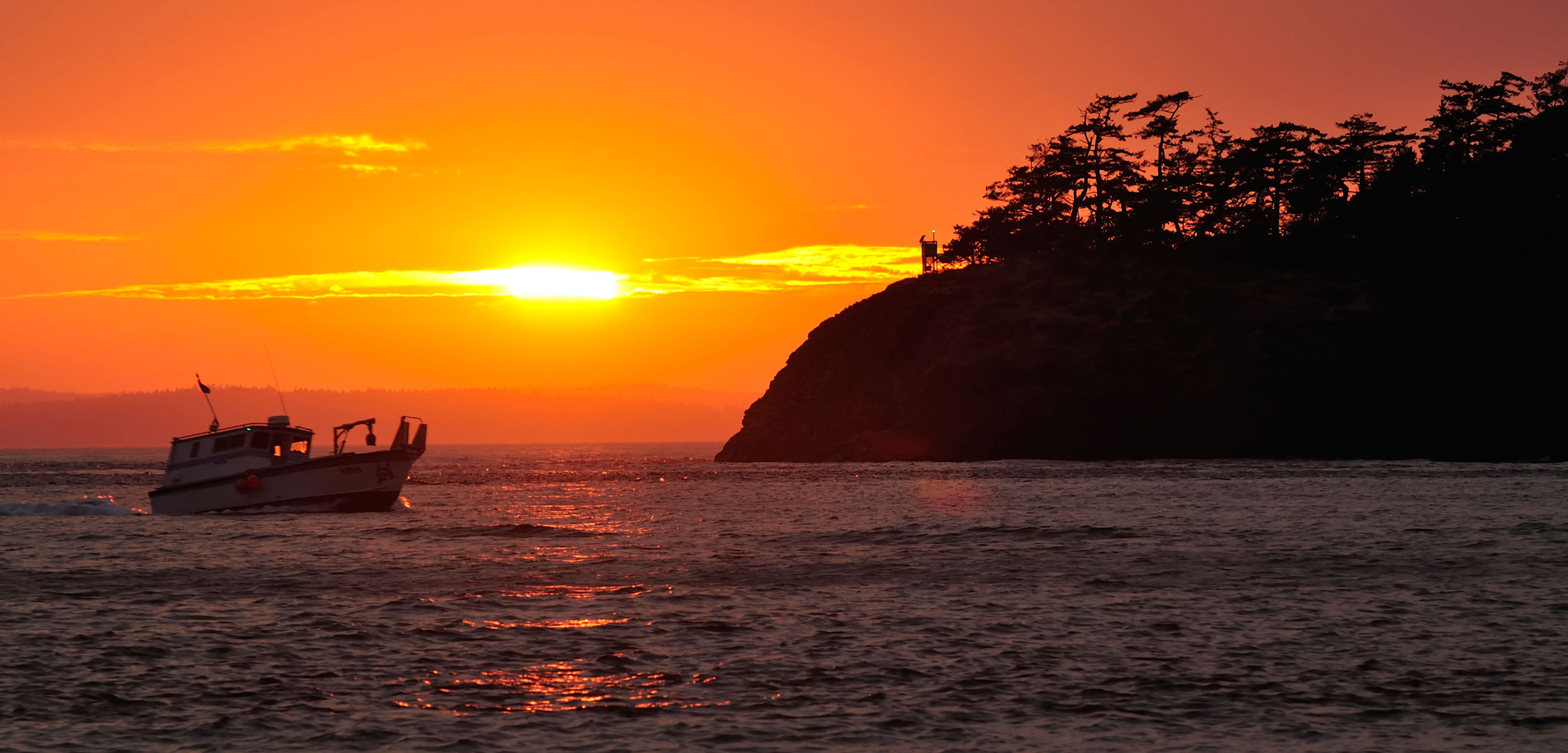 fishing boat at sunset, Whidbey island, Washington