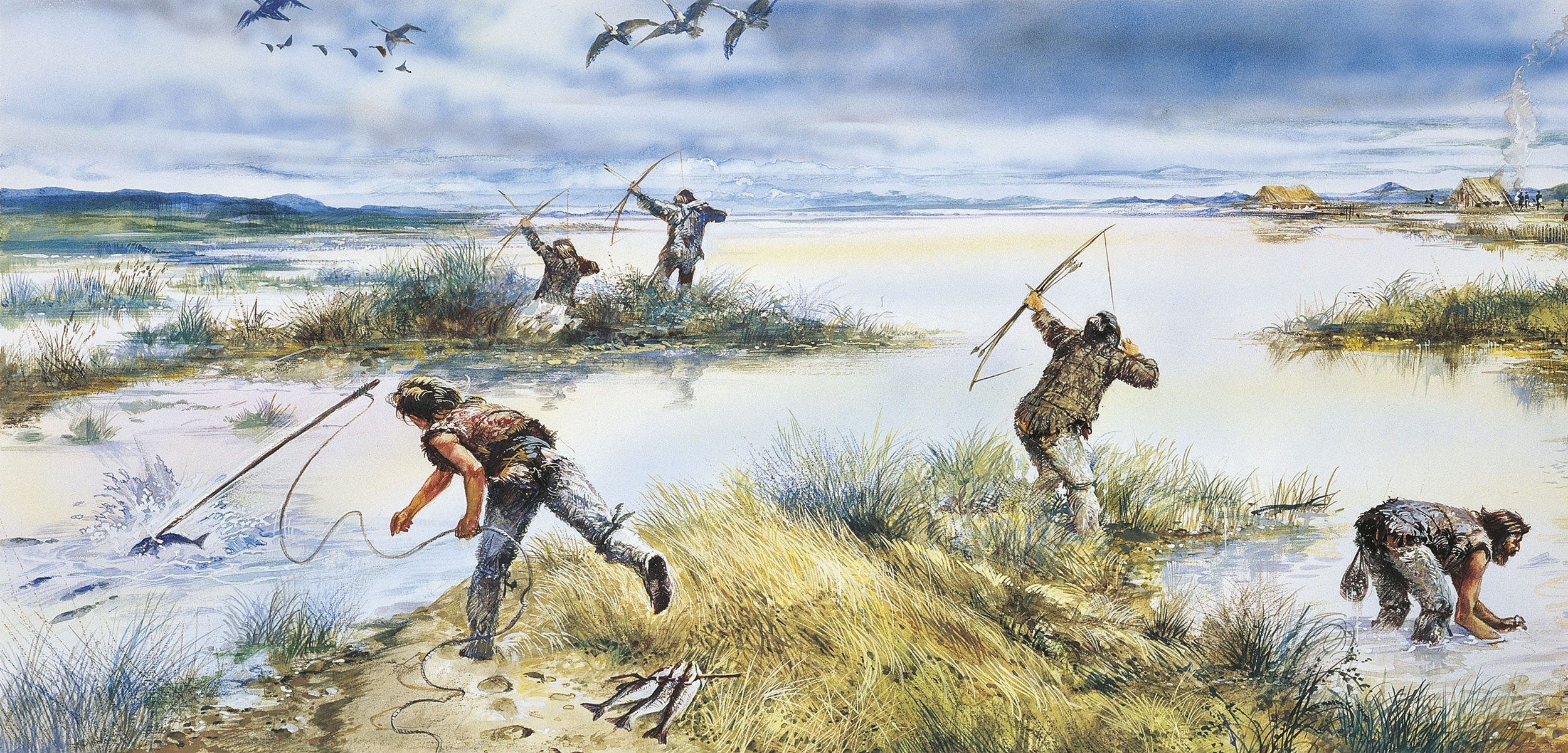 illustration of neolithic hunters
