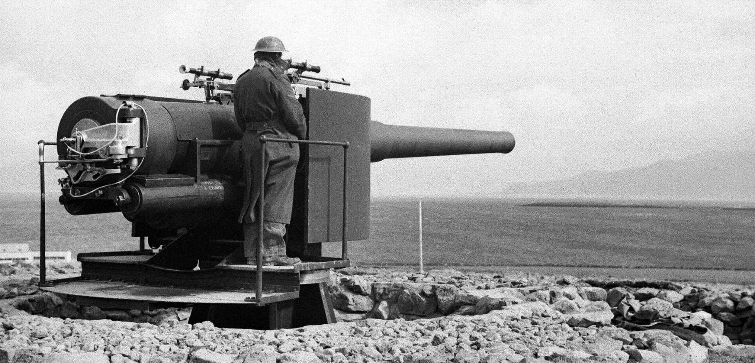 6-inch naval gun overlooking Reykjavik Bay in Iceland, 1940