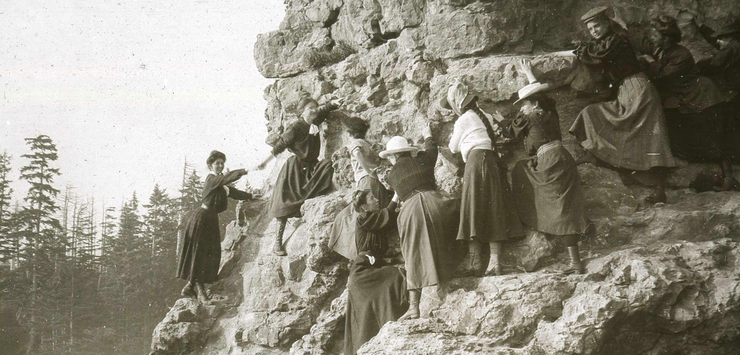 Young women studying at the Minnesota Seaside Station were advised to wear “a short skirt, about 12 inches from the ground” for fieldwork. Photo courtesy of the University of Minnesota