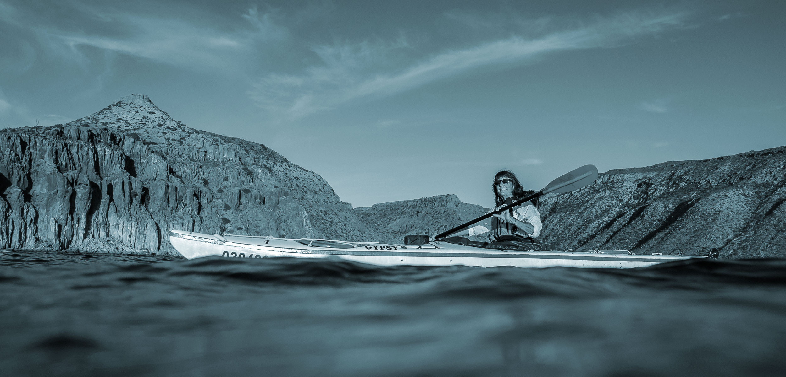 Kayak guide Diane Poslosky on the water