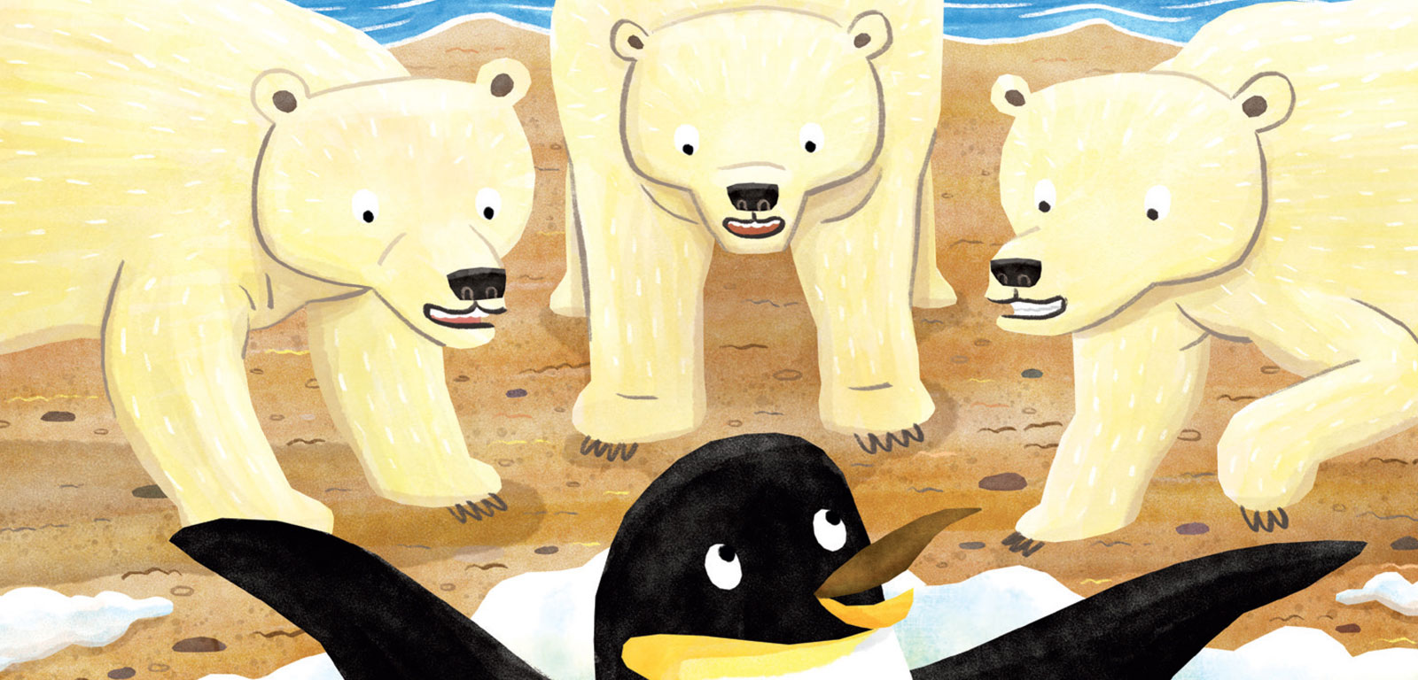 A detail from the cover illustration by Marcus Cutler for the book Dear Polar Bears