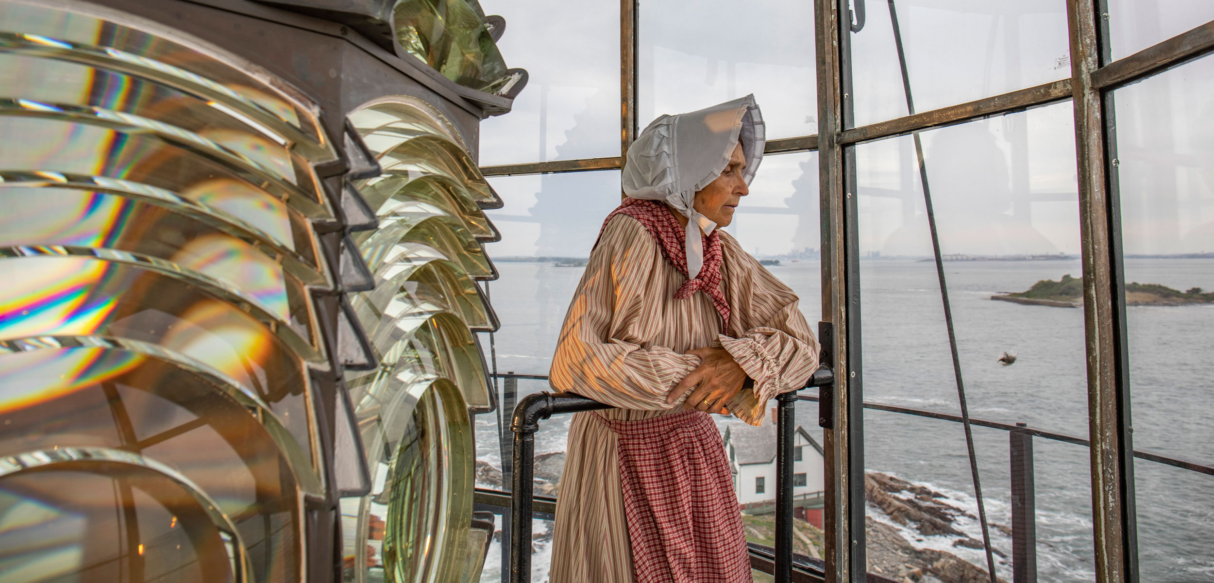 Sally Snowman at Boston lighthouse