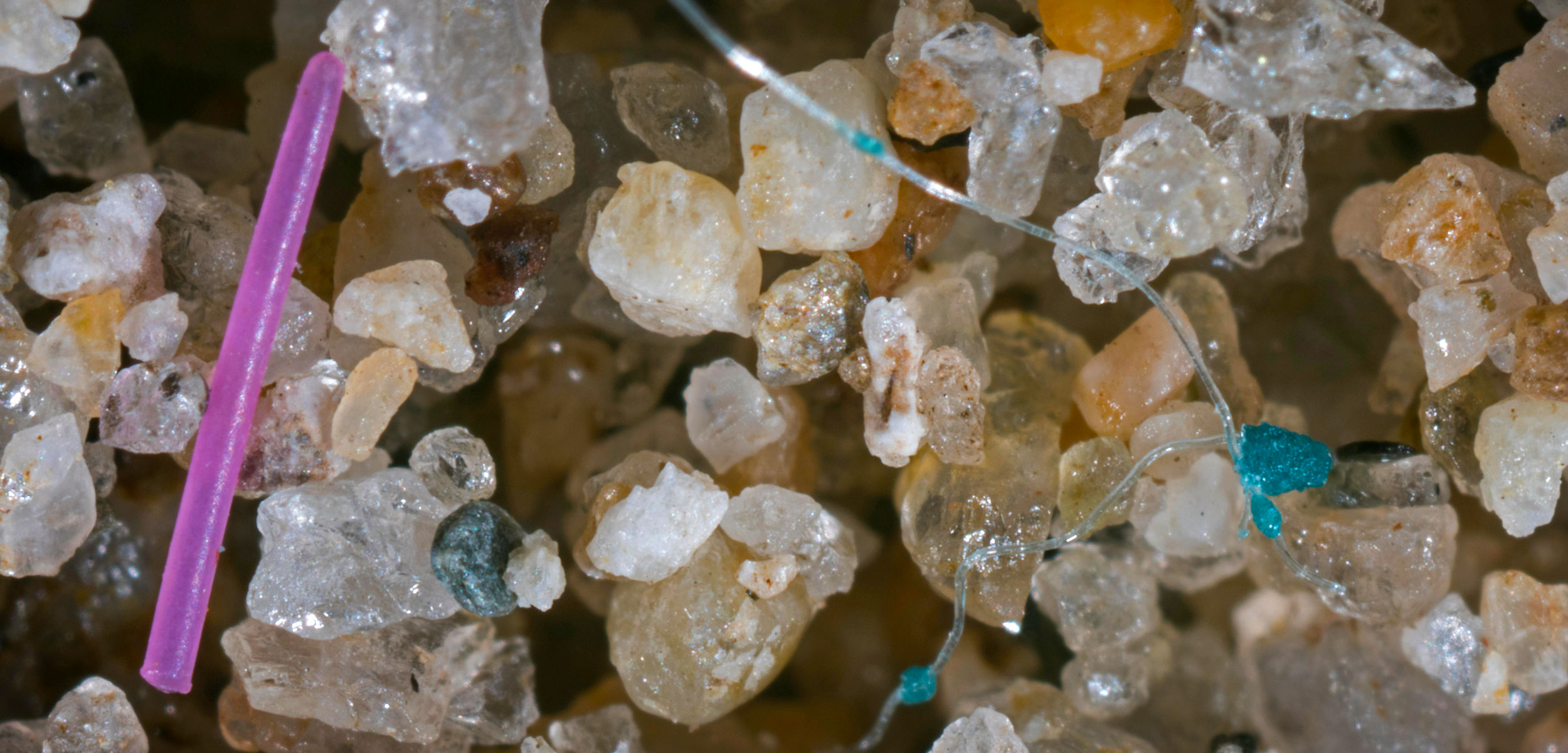 Detail of microplastics mixed with sand from a beach