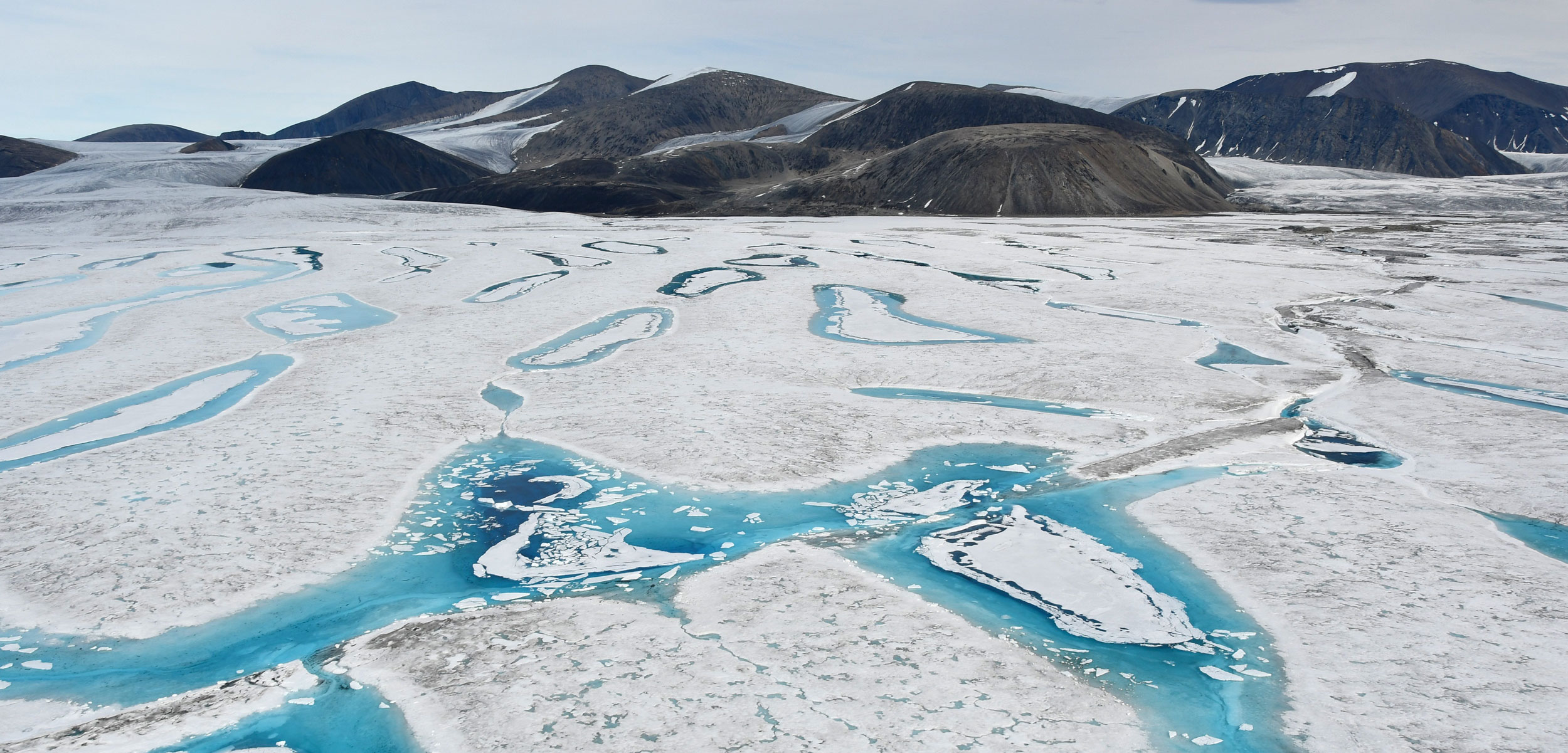 meltwater lakes on the Milne Ice Shelf