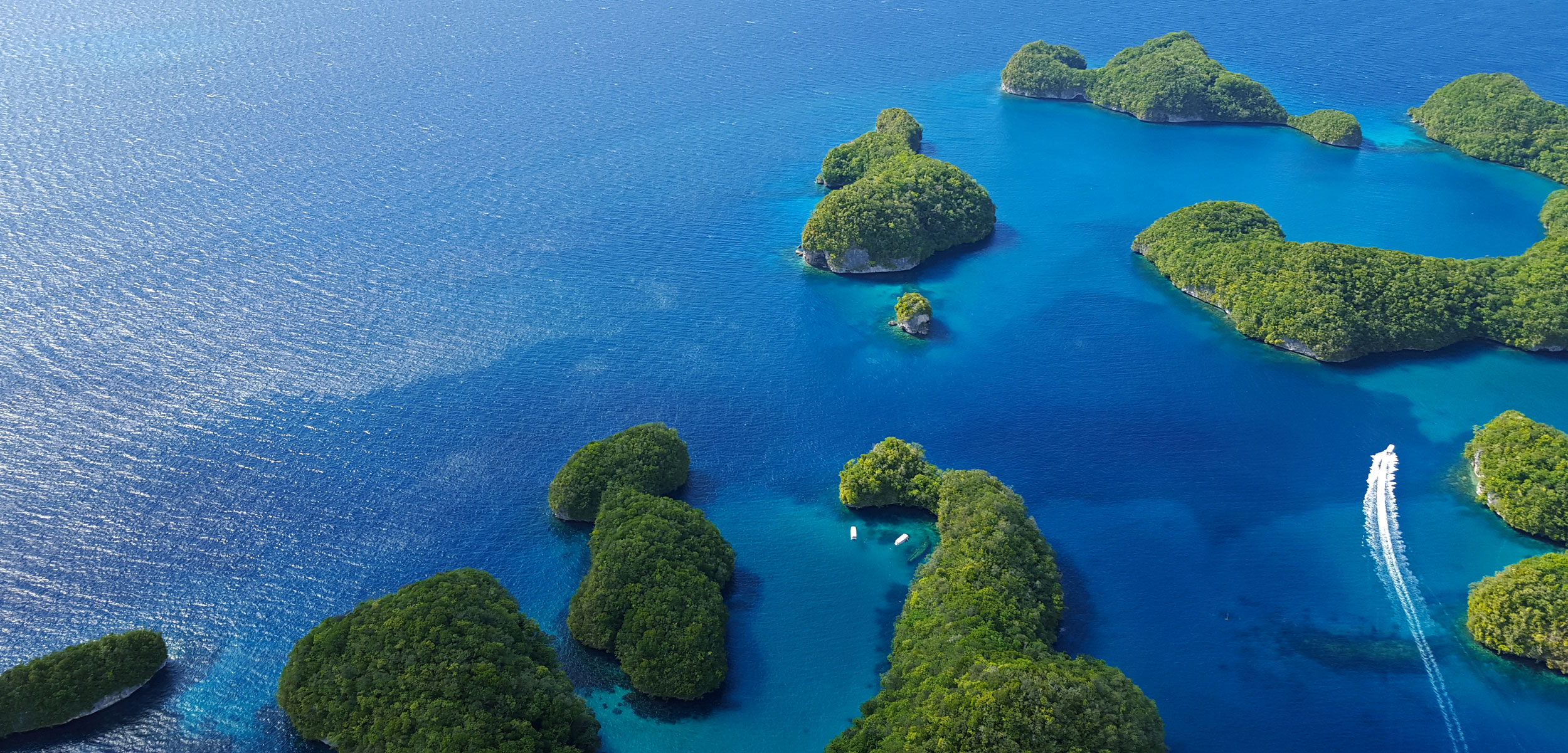 aerial photo of islands in Palau