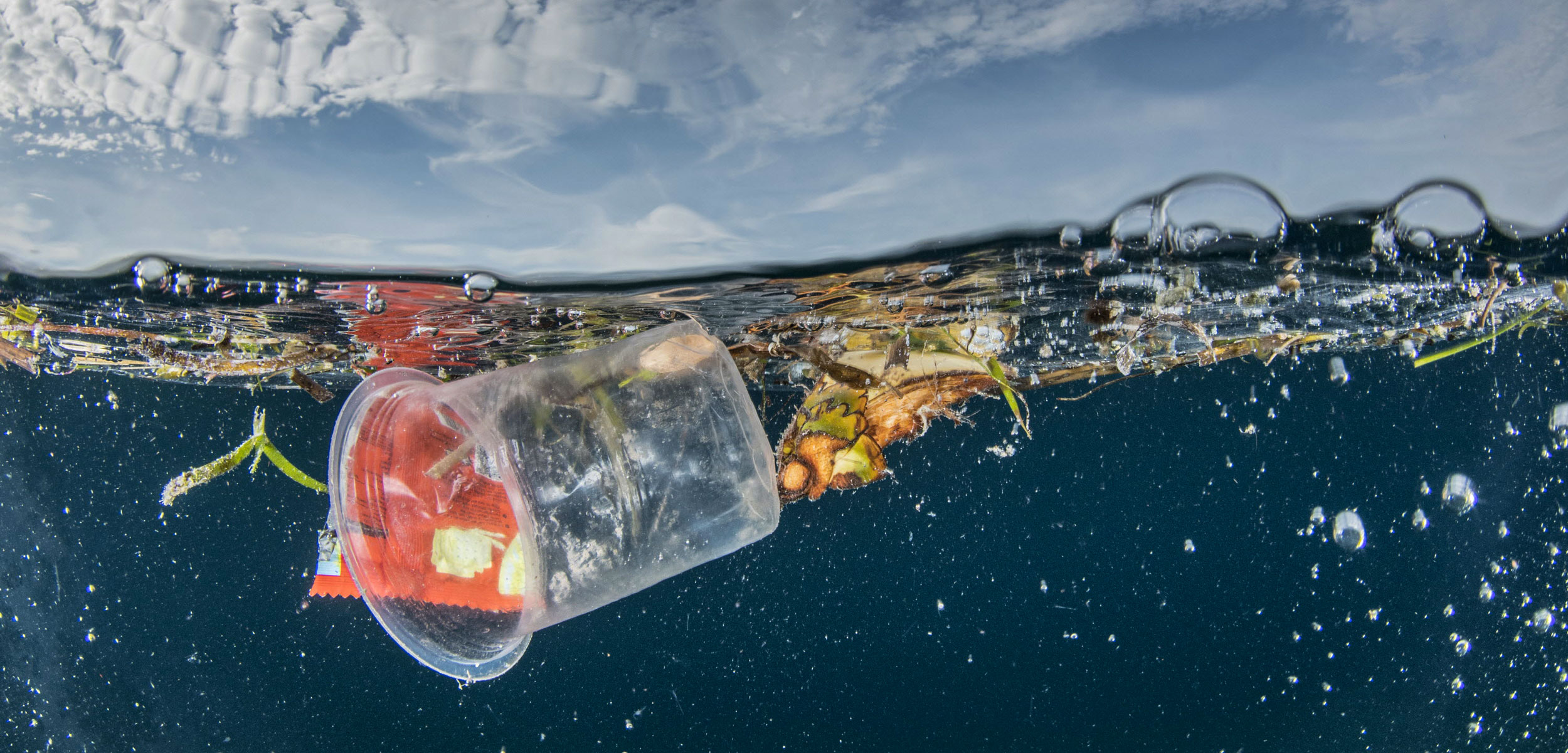 plastic floating in ocean