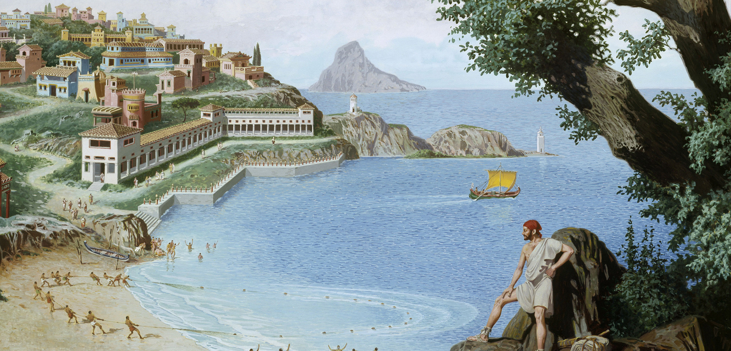 Ancient Roman fishers hauled in nets flashing with fish to cater to the high demand for the freshest seafood possible. The desire to capitalize on this hunger pitted the very rich against the working poor, sparking one of the world’s earliest-known battles for the coastline. Illustration by National Geographic Creative/Alamy Stock Photo