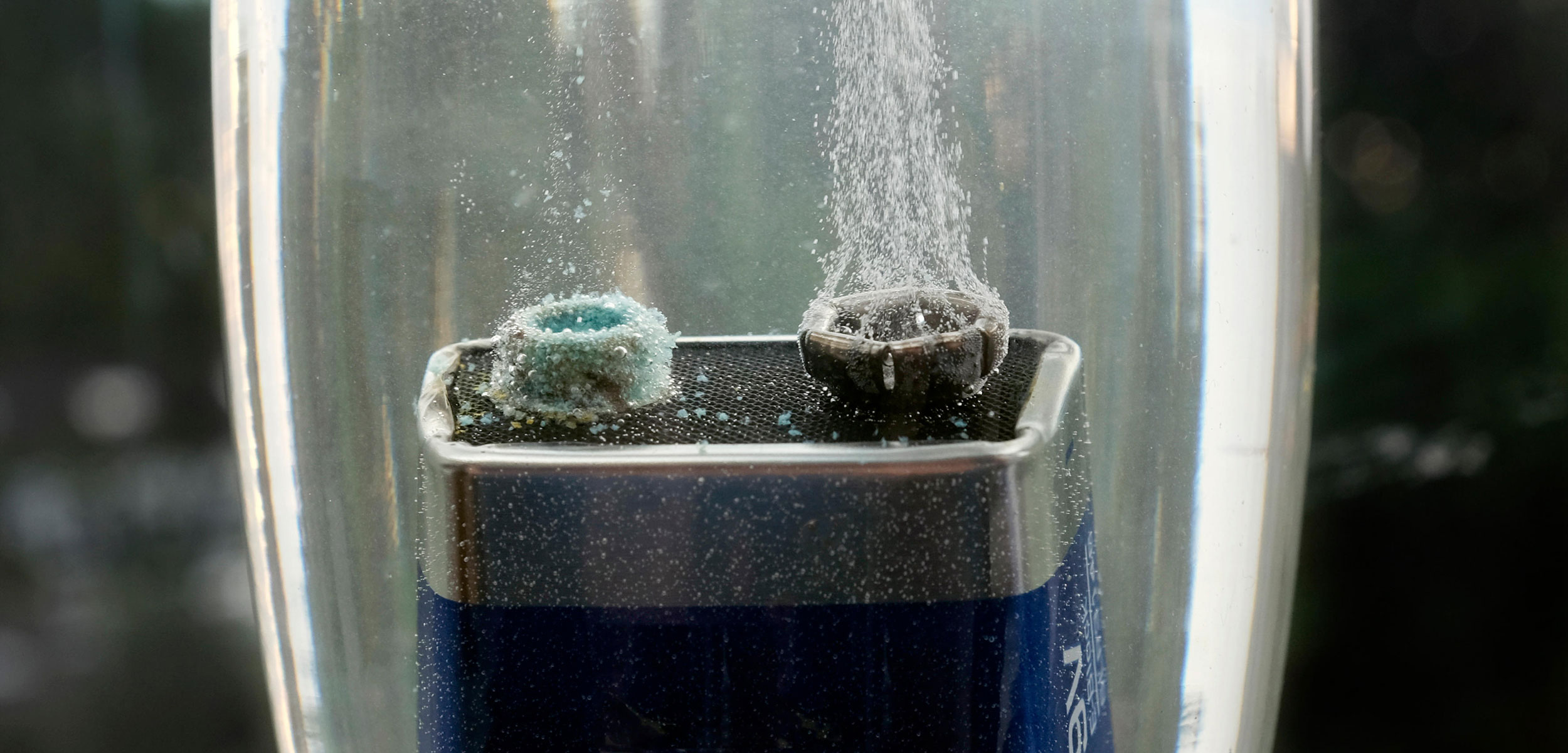hydrogen bubbling off a submerged battery