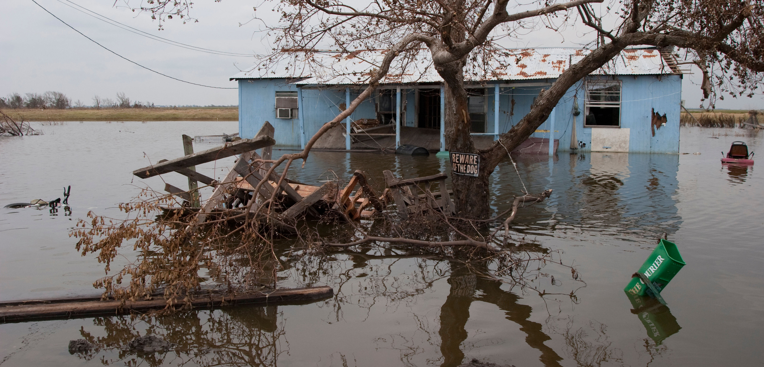 Flooded house in Isle de Jean Charles, Louisiana