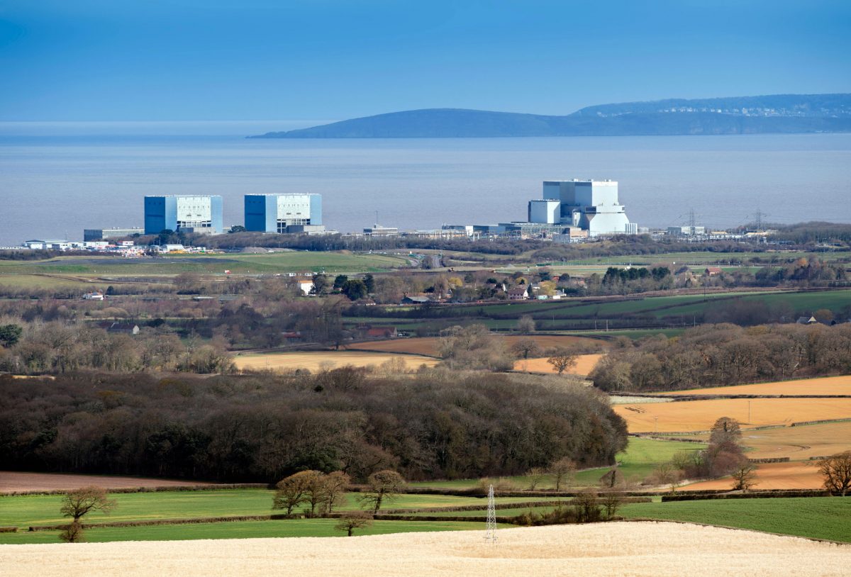 The site of EDF Energy's Hinkley Point C nuclear power station, with existing twin reactors of Hinkley A and Hinkley B