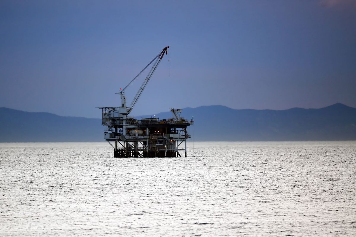 The oil drilling platform Holly, in the Santa Barbara Channel, California