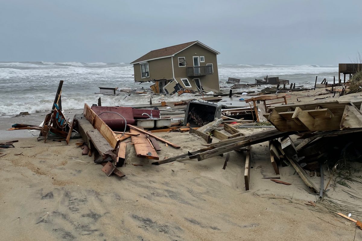 A home in Rodanthe, North Carolina, succumbs to the sea on May 10, 2022