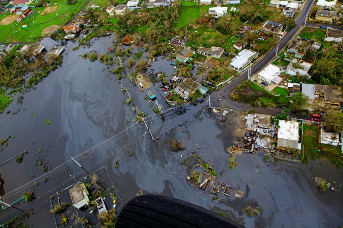aerial photo of damage caused by Hurricane Maria in Puerto Rico