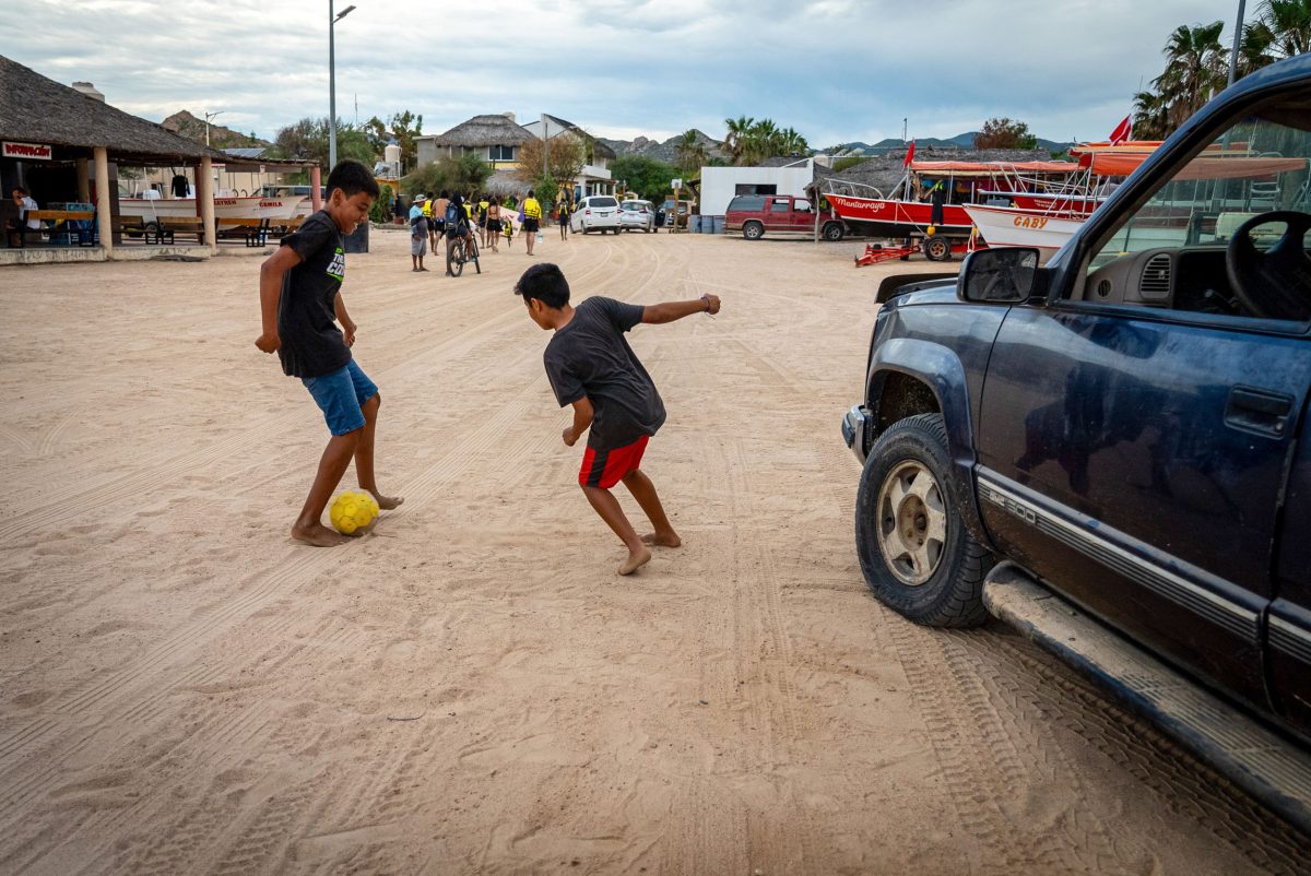 kids playing soccer in Cabo Pulmo