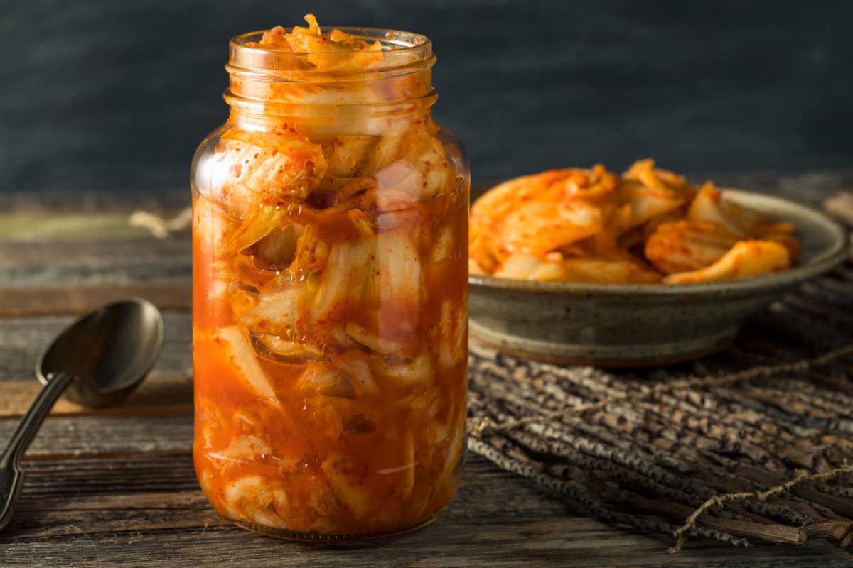 jar of homemade kimchi