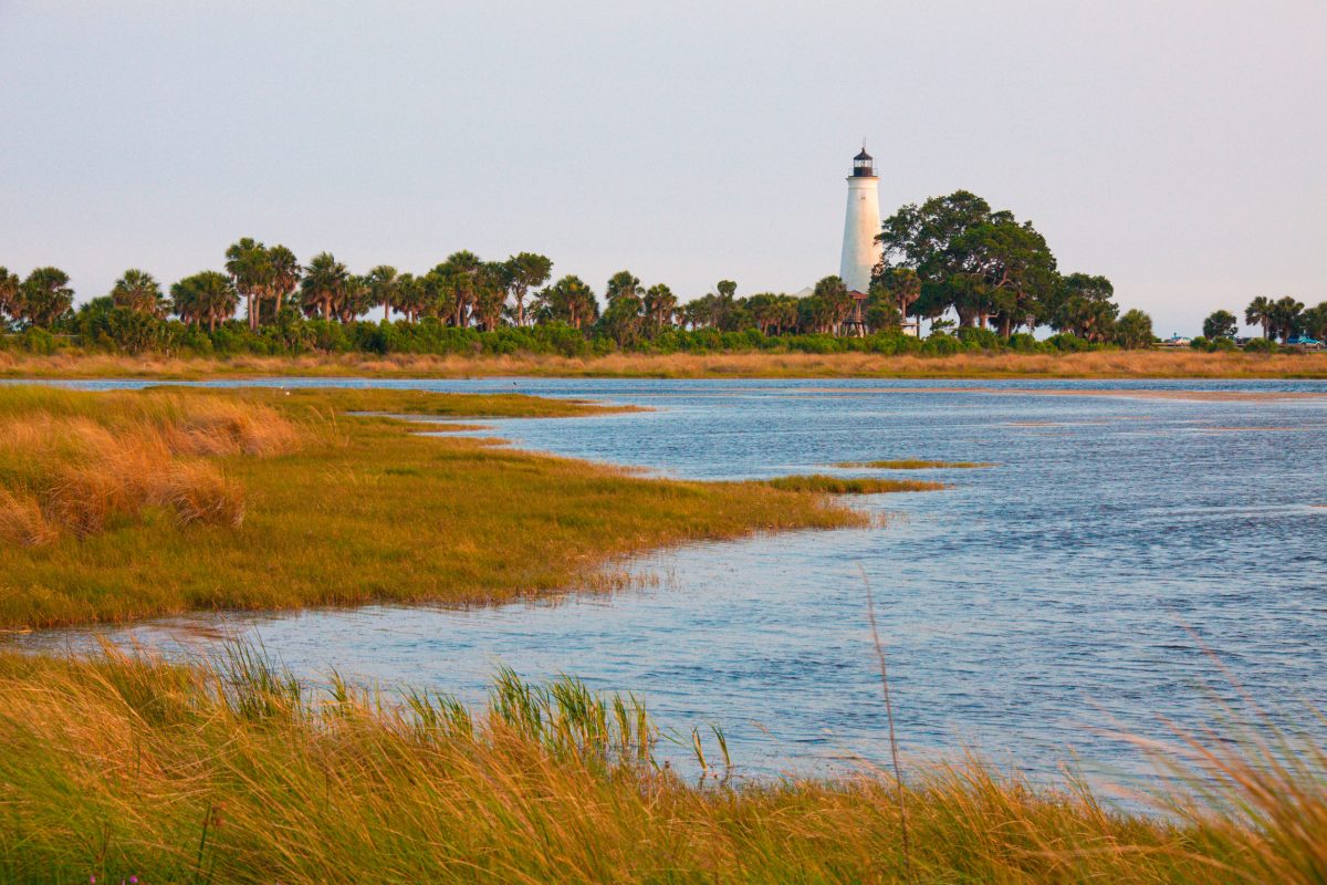 Lighthouse and marsh at St Marks National Wildlife Refuge, Florida