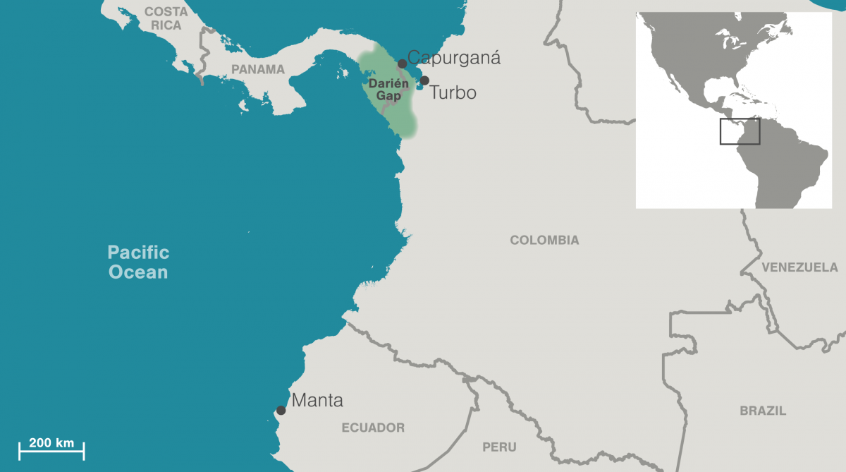 Map of Ecuador and Colombia