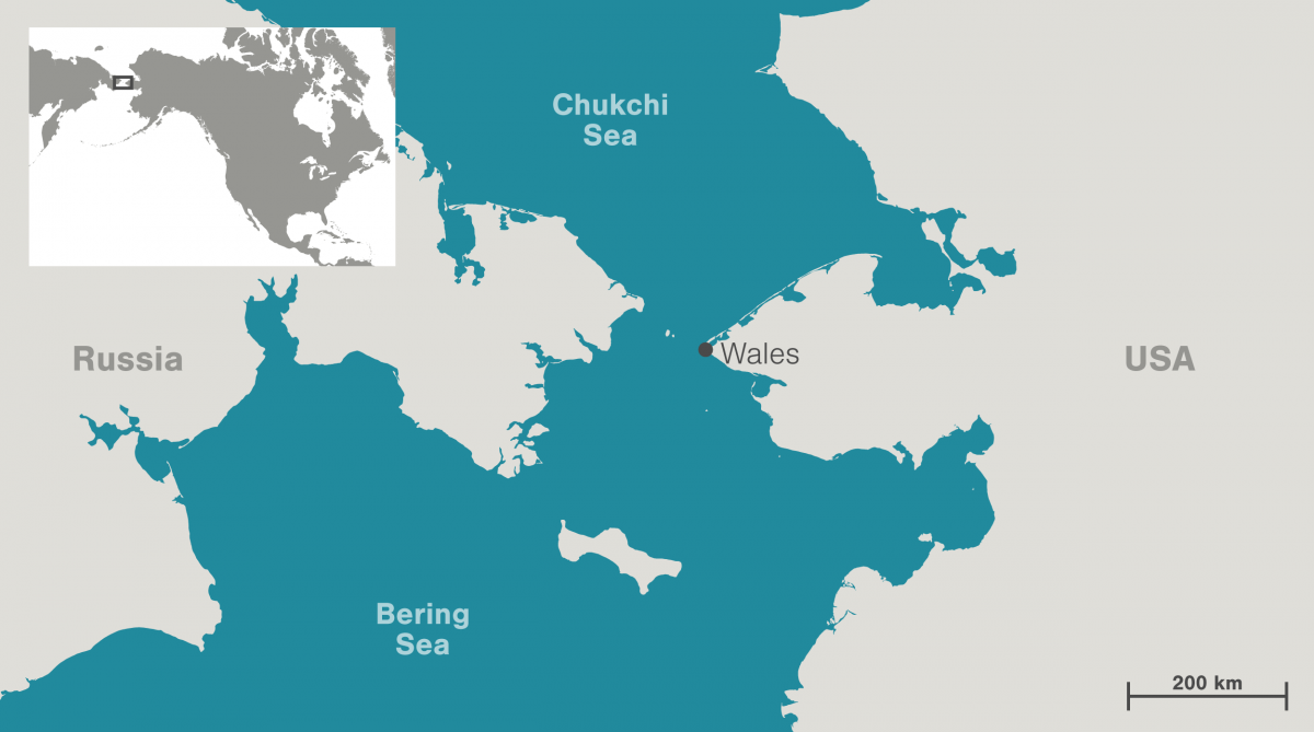 map showing location of Wales, Alaska