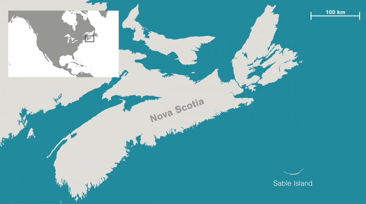 Map showing location of Sable Island