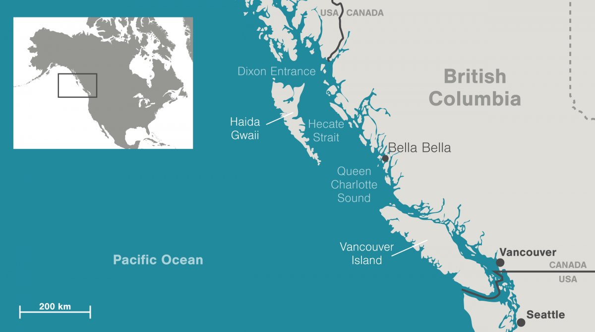 map showing the British Columbia coast