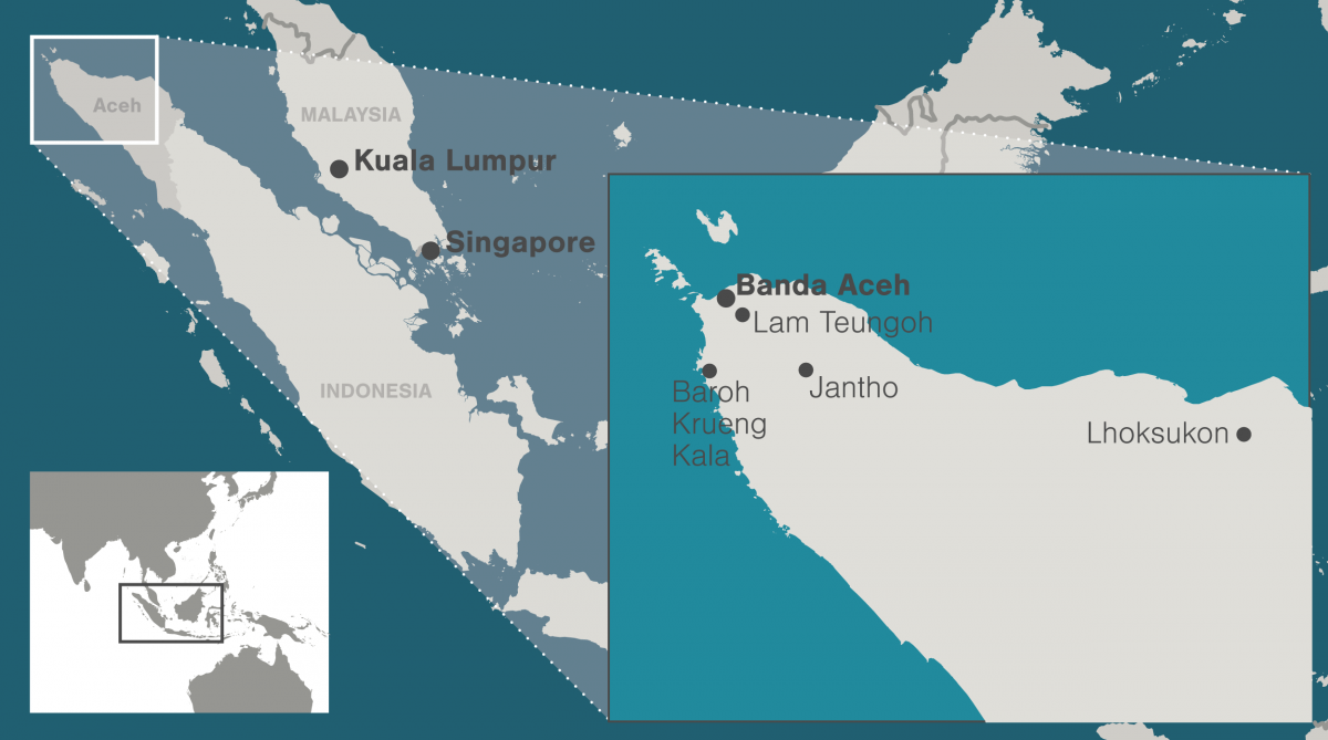 Map of Aceh, Indonesia