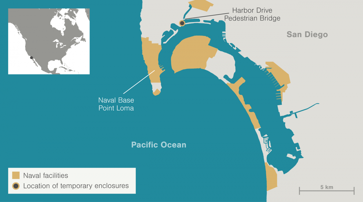 map showing naval facilities around San Diego