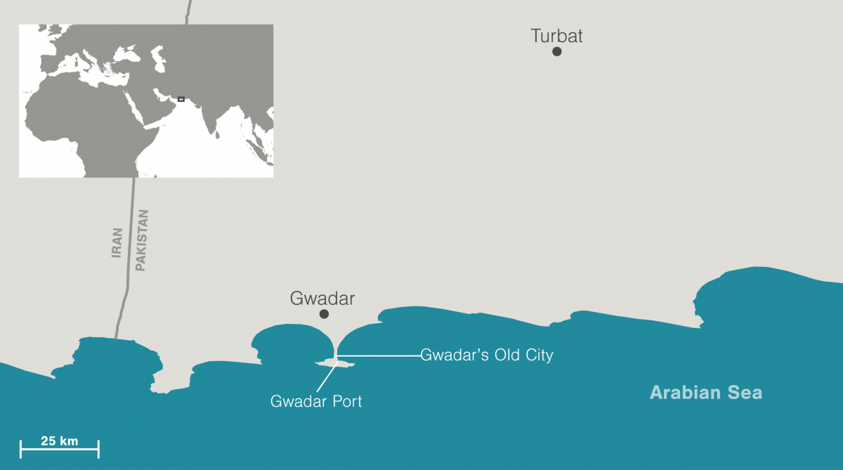 map showing location of Gwadar port, Pakistan