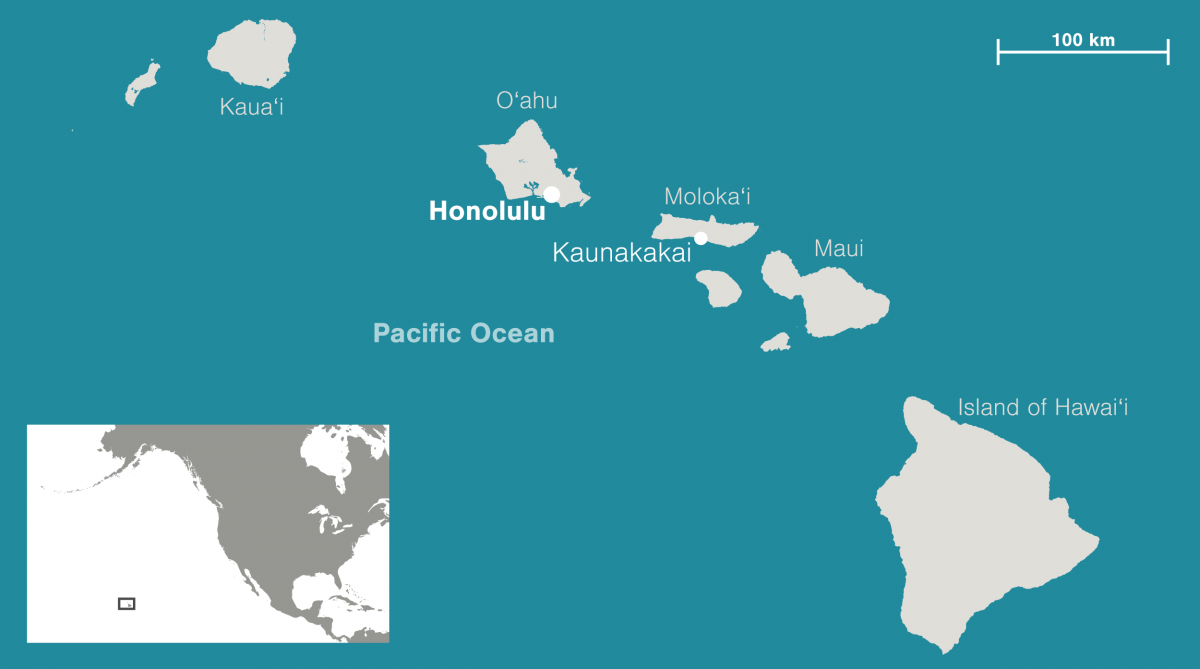 hap of Molokai and Hawaiian Islands